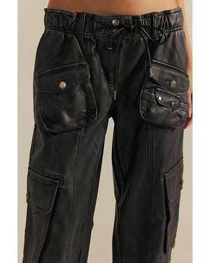 Free People Tahiti Menswear Vegan Leather Pull-On Pants - Natural
