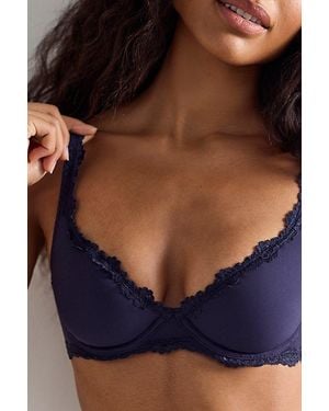 Intimately By Free People Charlie Lace Microfiber Plunge Underwire Bra By - Blue