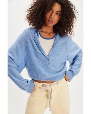 Free People Porta Cashmere Henley - Blue