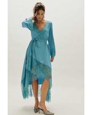 Nigel Preston Soho Wrap Long Sleeve Midi Dress - Blue