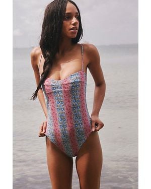 Aila Blue Pearl Printed One-Piece Swimsuit - Multicolour