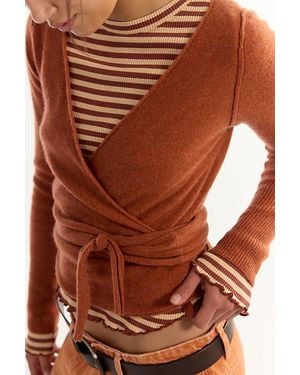 Free People Cashmere Reversible Wrap Jumper - Brown
