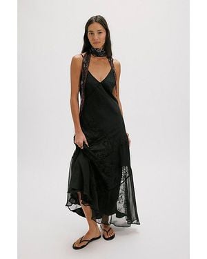 Nigel Preston Patch Lace Chiffon Maxi Dress - Multicolour