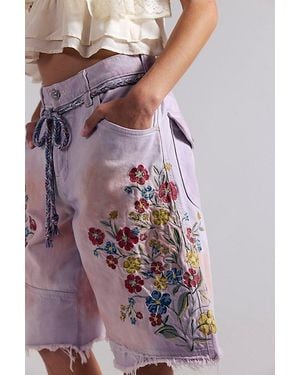 Free People Sweet Destiny Embroidered Shorts - Multicolour