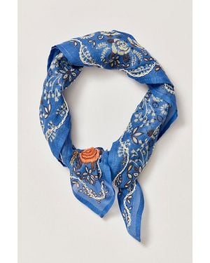 Chan Luu Embroidered Floral Bandana - Blue
