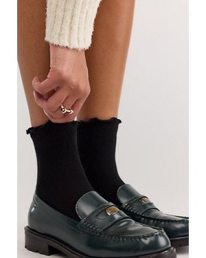 LE BON SHOPPE Ruffled Hugger Crew Socks - Black