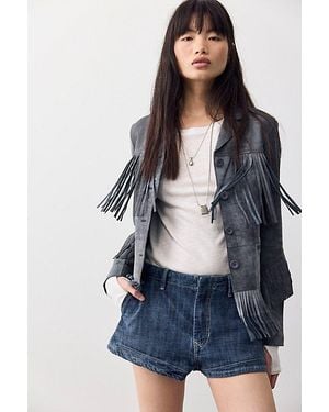 Free People West Side Denim Micro Chino Shorts - Blue