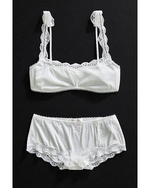 Intimately By Free People Charlie Lace Microfiber Ribbed Square-Neck Bralette By - Black