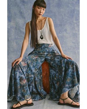 Free People Fallen Star Printed Wide-Leg Trousers - Blue