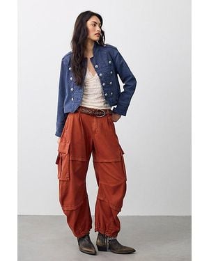 Free People Reef Curved Twill Cargo Pants - Blue