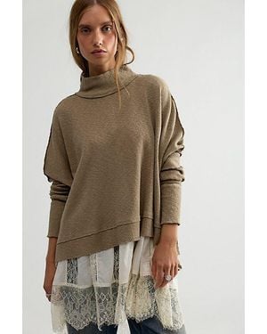 Free People Moon Daisy Turtleneck Twofer Top - Brown