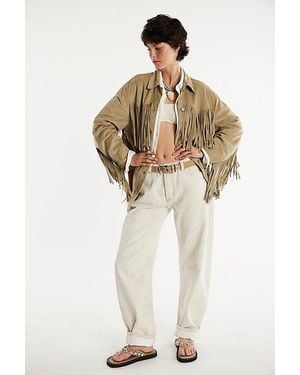 Free People We The Free Fringe Out Vegan Suede Jacket - Multicolor