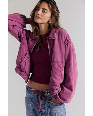 Free People Fp One Birdie Washed Jacket - Purple