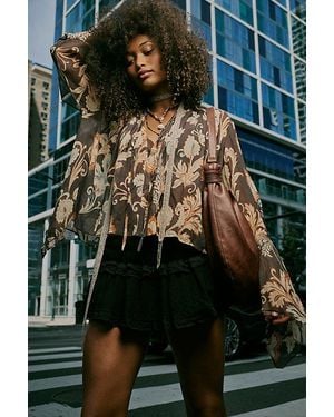 Free People Milo Printed Blouse - Brown