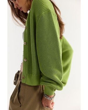Free People Vienna Cotton Knit Cardi - Green