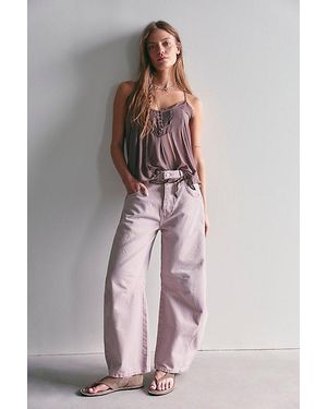 Free People Good Luck Mid-Rise Barrel Jeans - Pink