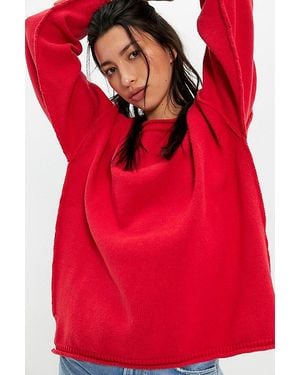 Free People We The Free Ella Roll-Neck Knit Sweater - Red