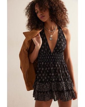 Intimately By Free People Happy Hour Printed Mini Slip By - Black