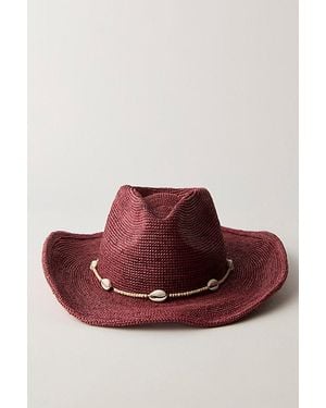 Free People Sunlight Raffia Cowboy Hat - Red