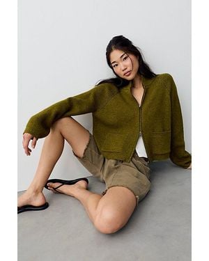 Free People We The Free On It Zip-Up Cardigan - Green