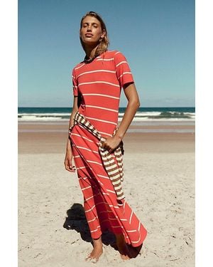 free-est Sleek And Striped Cotton-Jersey Maxi Dress By - Red