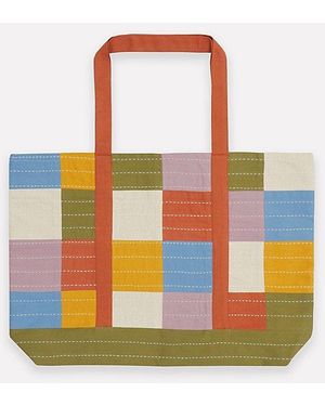 Anchal Checkered Tote - Orange