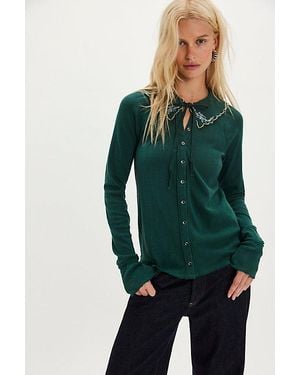 Free People Juniper Long Sleeve Cardi - Green
