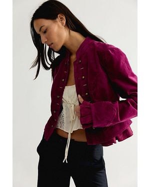 Free People Cloud Nine Ruffle Band Jacket - Red