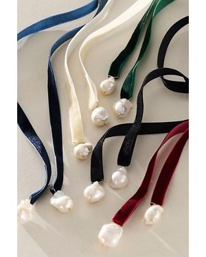 Kozakh Bolo Bow Pearl Necklace - Black