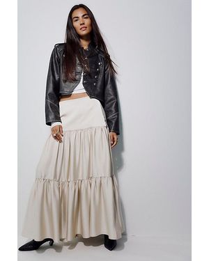 Free People Juliette Satin Maxi Skirt - Natural