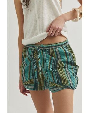 Free People Good Fortune Stripe Shorts - Green