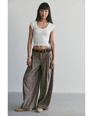 Free People About It Baggy Plaid Suit Pants - Multicolor