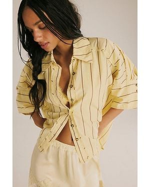 Free People Seaside Cotton Stripe Shirt - Natural