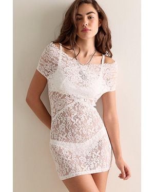Frankie's Bikinis X Paige Lorenze True Love Lace Mini Slip Dress - Natural