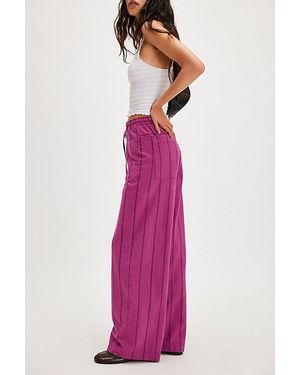 Free People Hudson Canyon Textured Stripe Trousers - Pink