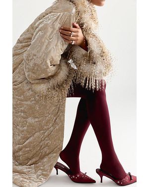 High Heel Jungle Velvet Opaque Tights By - Red