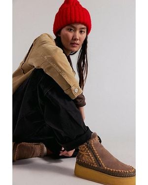 Laidbacklondon Setsu Platform Floral Stitched Boots - Multicolour
