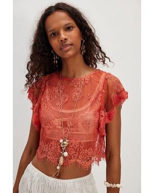 Free People Lunar Ash Lace Top - Red