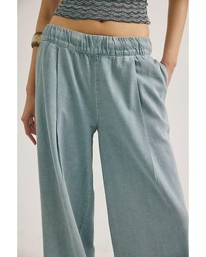 Free People Tidal Moon Low-Rise Pull-On Trousers - Blue