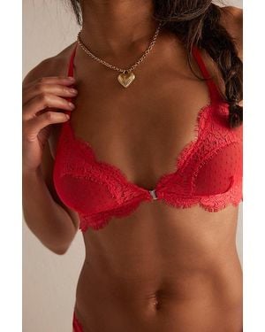 Intimately By Free People Fiona Mesh Front-Close Racerback Bralette By - Red