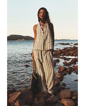 free-est Take Me To Paris Low-back Striped Set - Grey