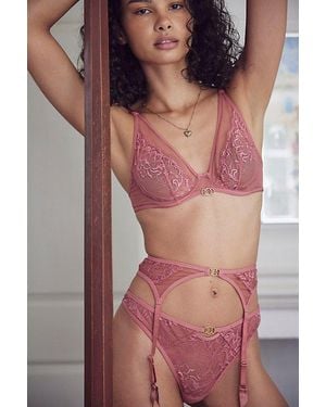 Aubade Femme Lace Suspender Belt - Red