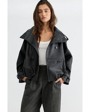 Free People Stratus Vegan Leather Funnel-Neck Jacket - Black