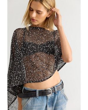 Free People Maggie Sequin Poncho - Gray