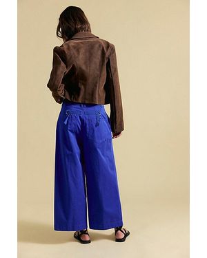 Free People Silverlake Wide-Leg Chino Trousers - Blue