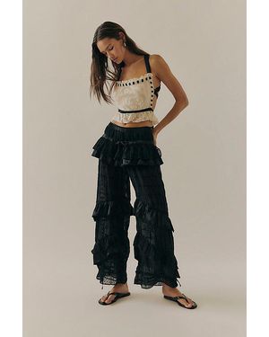 Free People Belle Ruffle Trousers - Black