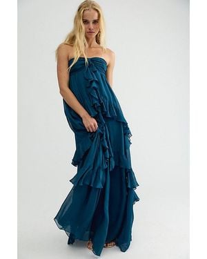 Free People Rococo Sand Annie Strapless Ruffle Maxi Dress - Blue
