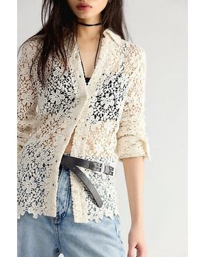 Free People Sam Lace Button Down Top - White