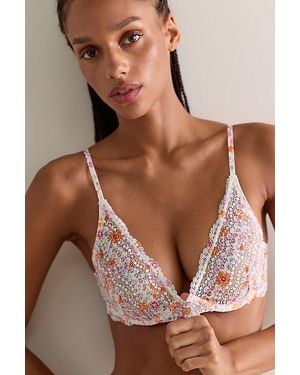 Intimately By Free People This Or That Printed Plunge Underwire Bra By - Brown