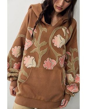Free People It's A Vibe Flowers Hoodie - Brown